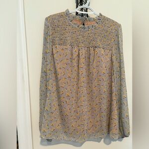 Boden Floral Yellow and Gray Women's blouse size 16